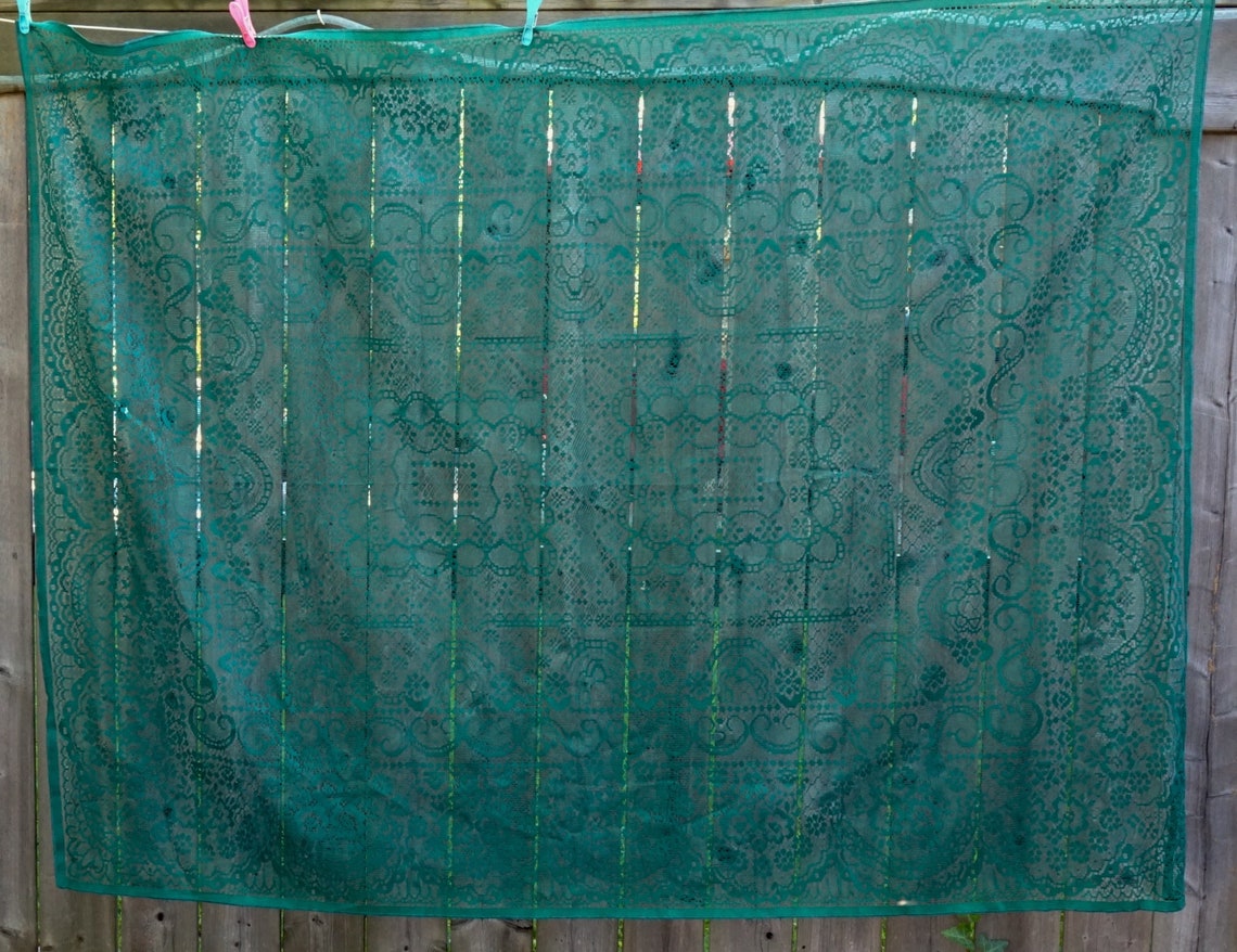 Teal Green Lacy Tablecloth 70x54 /180cm x 138cm Etsy