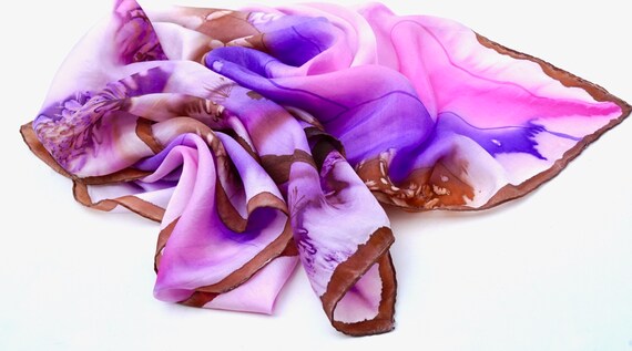 Vintage Painted Water Colour Silk Scarf | Stunnin… - image 10