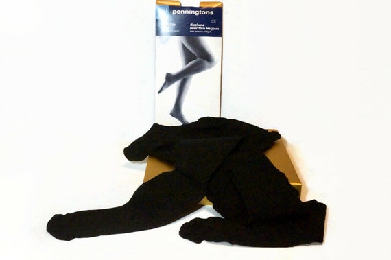 Vintage 5X Plus Size Pantyhose | Black Nylon Tigh… - image 1