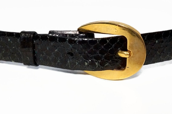 Vintage Genuine Leather Reptile Grain Skinny Brow… - image 2