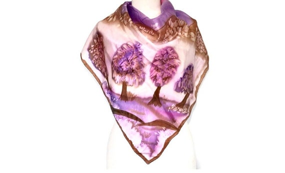 Vintage Painted Water Colour Silk Scarf | Stunnin… - image 2