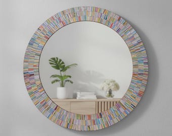 Tallarook Rainbow Glass Mosaic Wall Mirror, Decorative Wall Mirror (32 X 24 in.)
