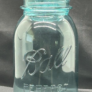 Vintage Blue Ball Perfect Mason Quart Einmachglas, ohne Deckel. 1923-1933