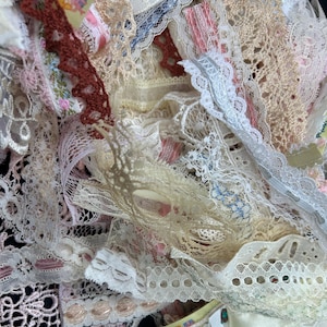 Grab Bag Mixed Lot of Vintage Lace and Trim Remnants