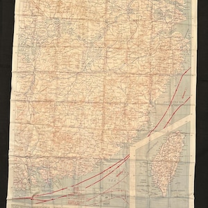 WW2 Original Pilot Aircrew Escape Evasion Map - 1944 - AAF Stoffkarte - Asiatic Series