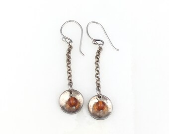 Vintage Style Bead Dangle Earrings Orange Lucite Flowers Pair O790