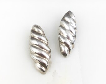 401742007677 Vtg Mexico Ribbed Scroll Shaped Clips Earrings 925 Sterling 1 38 In Er 510