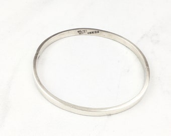 Retro 925 Silver Modernist Minimalist Bangle VTG Taxco Mexico Polished Sterling Silver Bangle Bracelet Large Smooth Silver Round Bangle