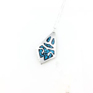 Jahrgang 925 Sterling Silber Mexiko Blau Türkis Anhänger Halskette
