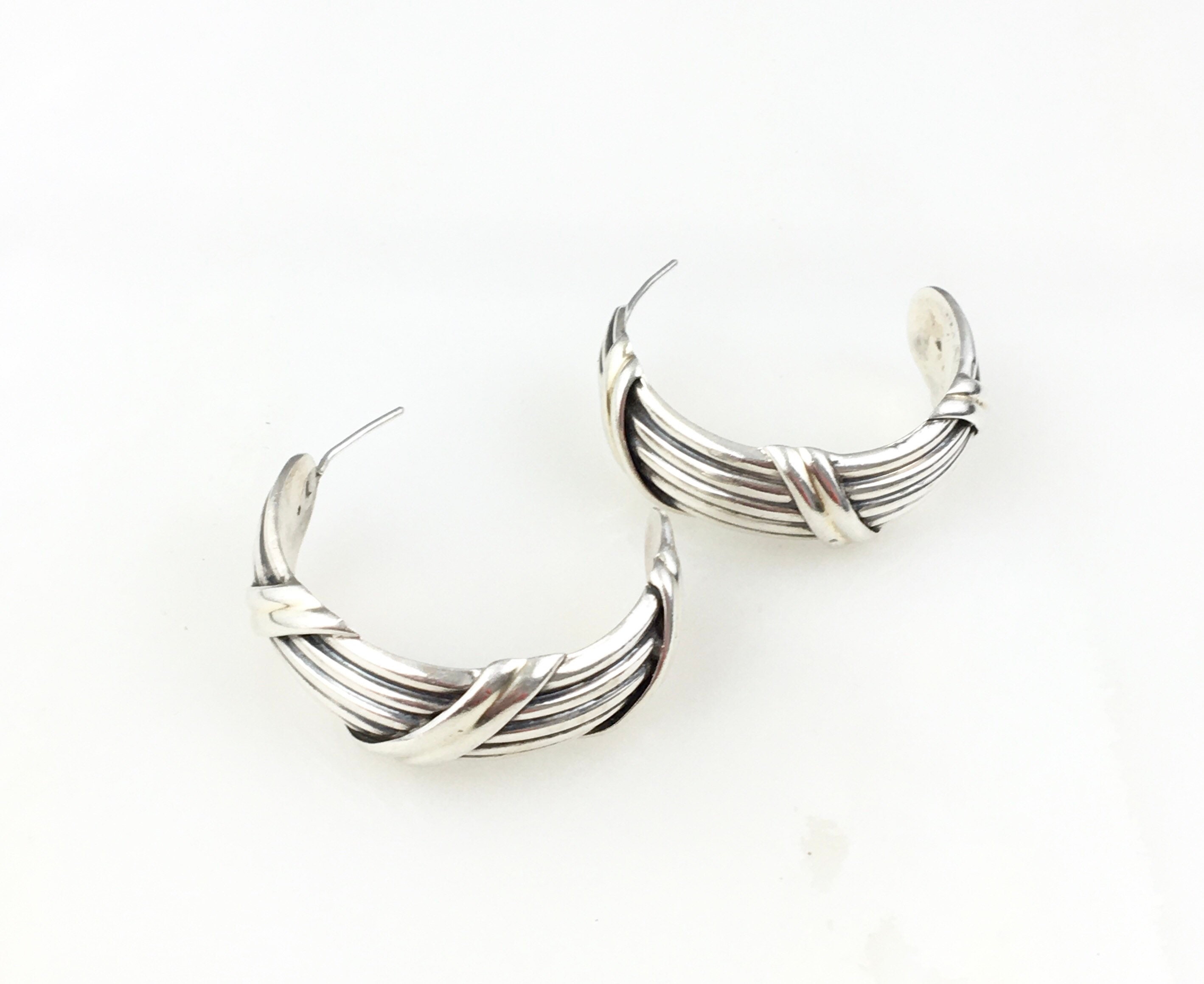 Vintage 925 Silver Hoop Earrings