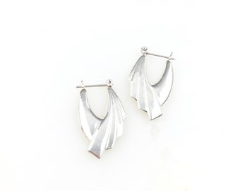 Vintage 925 Sterling Silver Minimal Puffy Hoop Earrings