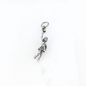 Vintage 925 Sterling Silver Girl Tennis Player Charm Pendant Necklace