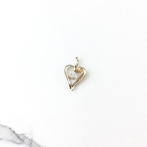 Vintage 925 Sterling Silver Gold Vermeil Heart Pendant Necklace