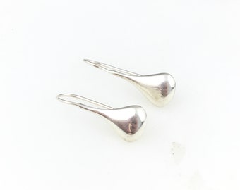 Vintage 925 Sterling Silver Minimal Teardrop Dangle Earrings