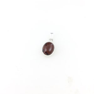 Vintage 925 Sterling Silver Mahogany Obsidian Gemstone Minimal Pendant Necklace