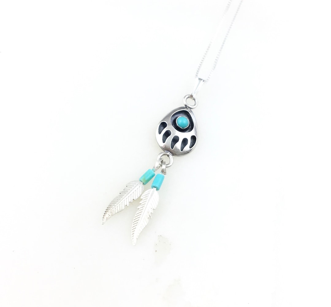 Vintage 925 Sterling Silver Blue Turquoise Navajo Native
