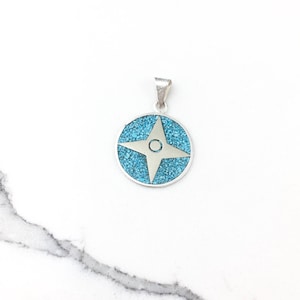 Jahrgang 925 Sterling Silber Mexiko Blau Türkis Anhänger Halskette