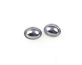 Boucles d'oreilles à tige en hématite grise déco vintage en argent sterling 925