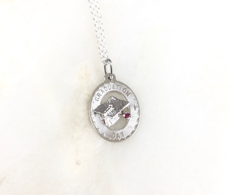 Vintage 925 Sterling Silver Graduation Day Pendant Charm Necklace