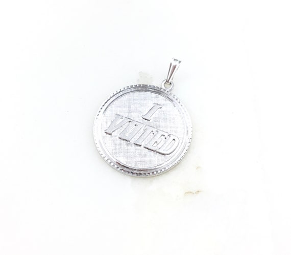 Vintage 925 Sterling Silver I Voted Charm Pendant… - image 1