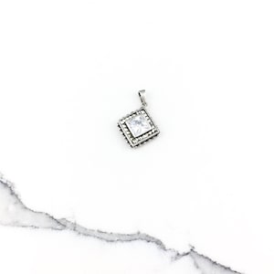 Vintage 925 Deco Sterling Silver CZ Diamond Marcasite Pendant Necklace