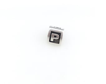 Vintage 925 Sterling Silver Pandora Initial Letter P European Bead Slide Charm