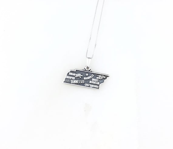 Tennessee State Charm Antiqued Sterling Silver Tennessee State Charm Antiqued Sterling Silver