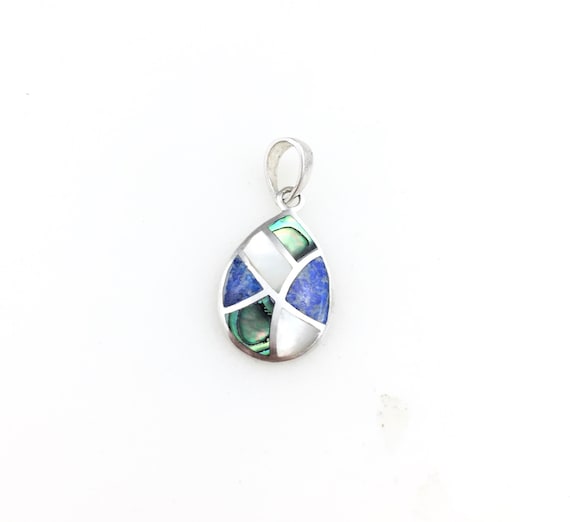 Vintage 925 Sterling Silver Abalone Mother Of Pea… - image 1