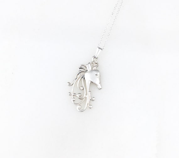 Vintage 925 Sterling Silver Unicorn Charm Pendant… - image 1