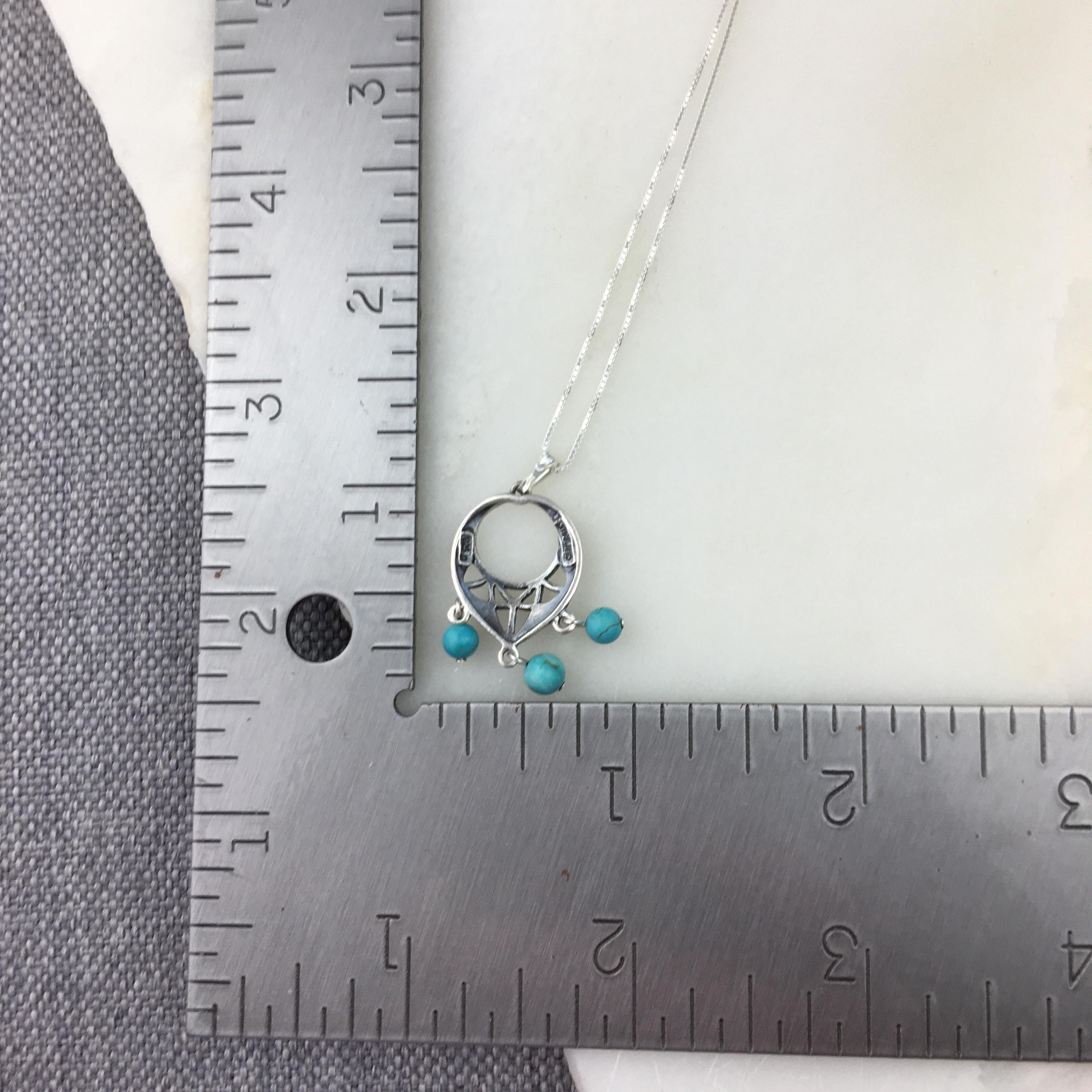 ヴィンテージ 925 スターリングシルバー デコ ブルー ターコイズ