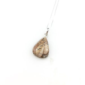 Vintage 925 Sterling Silver Brown Desert Landscape Jasper Pendant Necklace