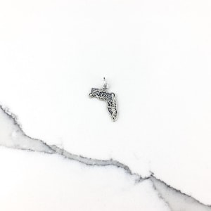 Vintage 925 Sterling Silver Florida State Charm Pendant Necklace