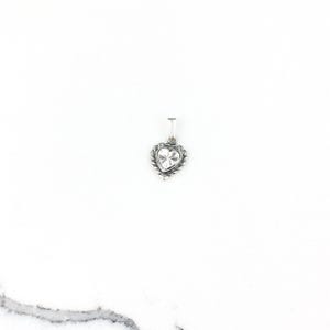 Vintage 925 Sterling Silver Dainty Minimal Etched Heart Charm Pendant