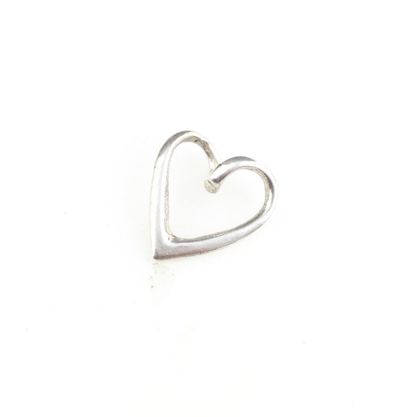 Vintage 925 Sterling Silver Minimal Heart Charm Pendant Necklace