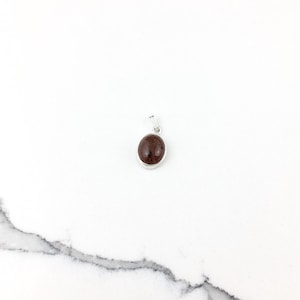 Vintage 925 Sterling Silver Mahogany Obsidian Gemstone Minimal Pendant Necklace