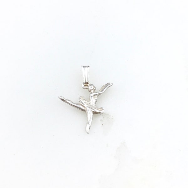 Vintage 925 Sterling Silver Ballerina Dancer Charm Pendant Necklace