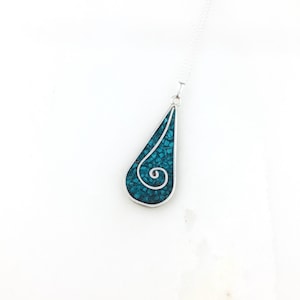 Jahrgang 925 Sterling Silber Mexiko Blau Türkis Anhänger Halskette