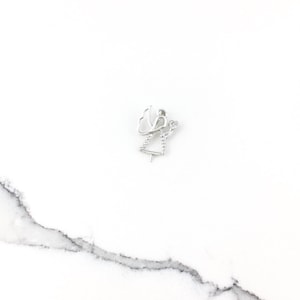 Vintage 925 Sterling Silver CZ Diamond Angel Religious Charm Pendant Necklace