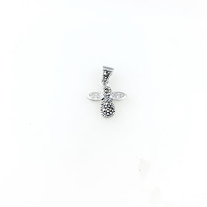 Vintage 925 Sterling Silver CZ Diamond Marcasite Angel Religious Charm Pendant Necklace