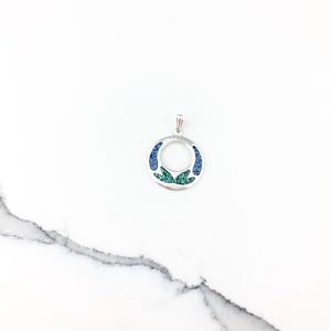 Vintage 925 Sterling Silber Mexiko Blau Türkis Charme Anhänger Halskette