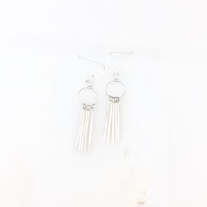 Vintage 925 Sterling Silver Minimal Fringe Dangle Earrings