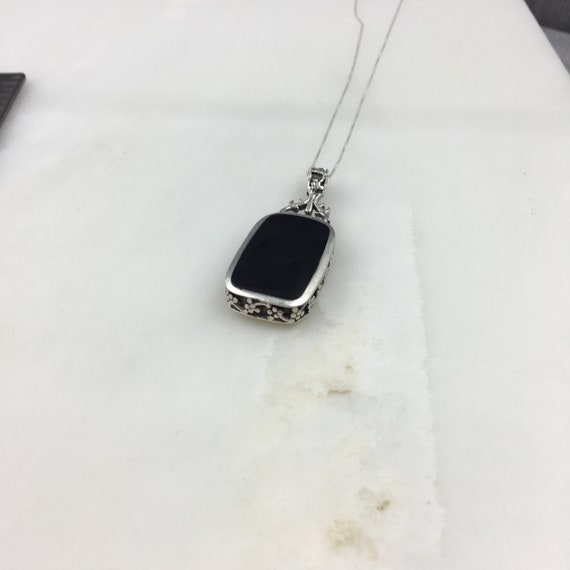 Vintage 925 Sterling Silver Mother of Pearl Onyx … - image 3