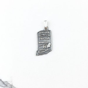 Vintage 925 Sterling Silver Indiana State Travel Souvenir Charm Pendant Necklace