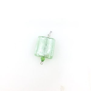Vintage 925 Sterling Silver Green Dichroic Glass Pendant Necklace
