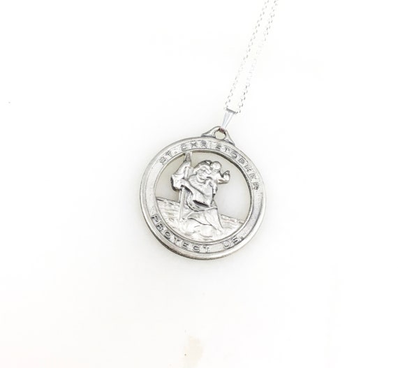 Buy Sterling Silver St.christopher Pendant and Chain Online in India - Etsy