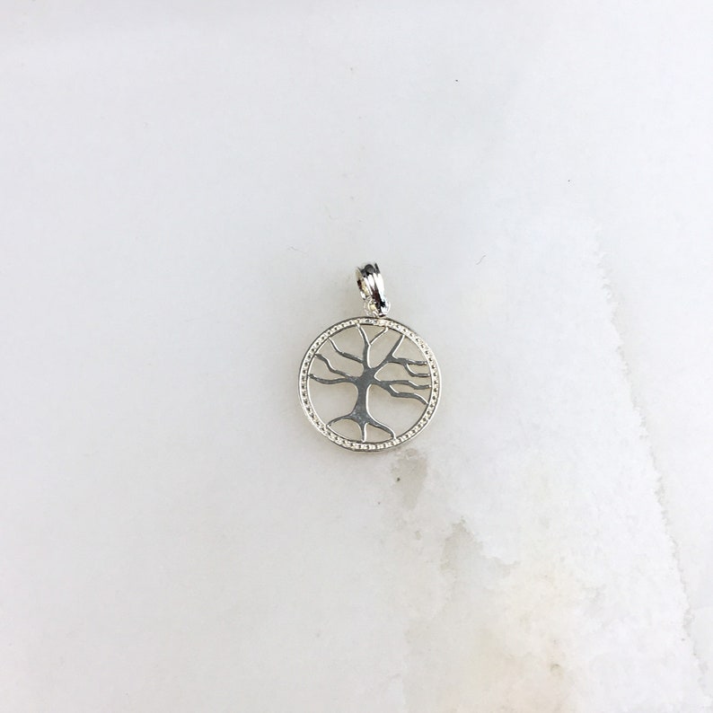 Vintage 925 Sterling Silver Tree Charm Pendant Necklace