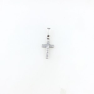 Vintage 925 Sterling Silver Etched Dainty Religious Cross Charm Pendant Necklace