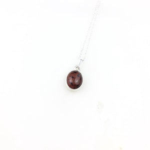 Vintage 925 Sterling Silver Mahogany Obsidian Gemstone Minimal Pendant Necklace