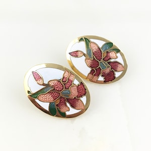 Vintage Cloisonné Emaille Bloem Floral Stud Oorbellen