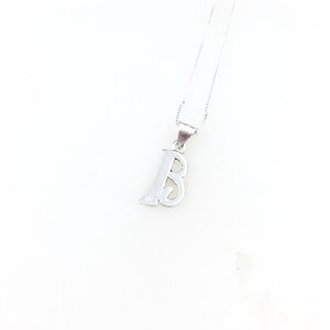 Vintage 925 Sterling Silver Initial Letter B Charm Pendant Necklace